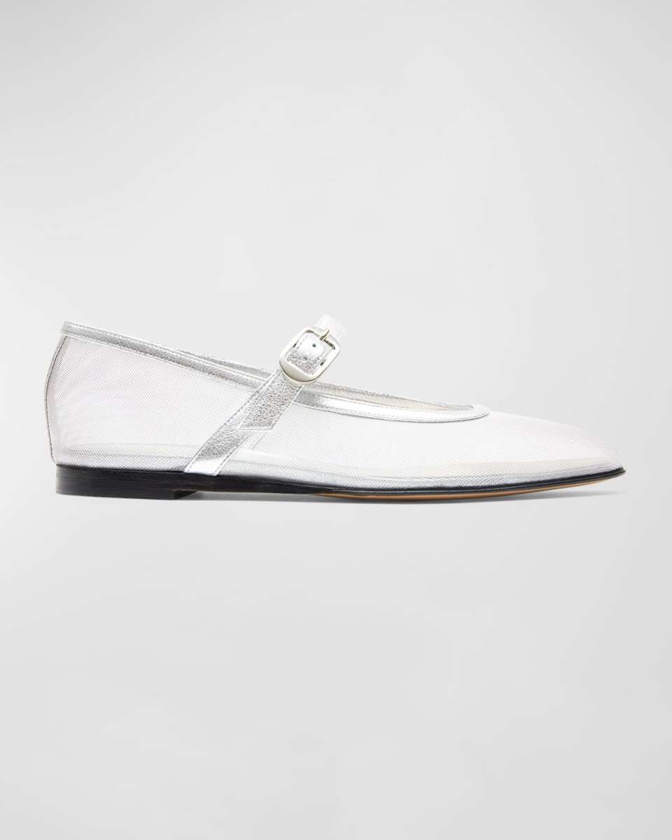 Mesh Mary Jane Ballerina Flats